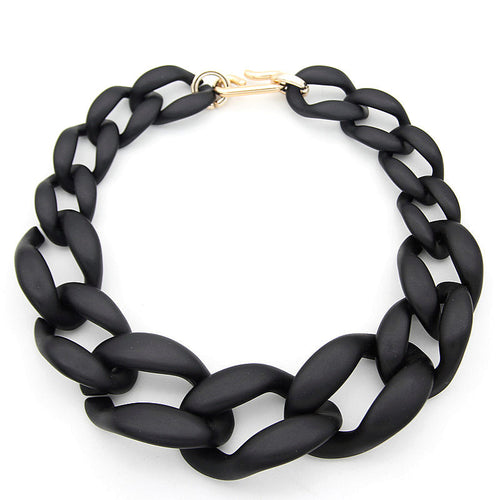 Acrylic Clasp Frosted Short Black Necklace