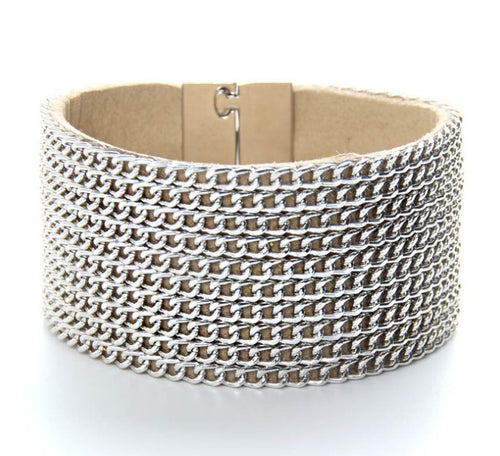 Women Bohemian Magnetic Clasp Bra Silver